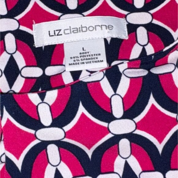 Liz Claiborne Womens Sleeveless Knee Length Dress-Pink/Blue-L-GUC - Picture 4 of 6